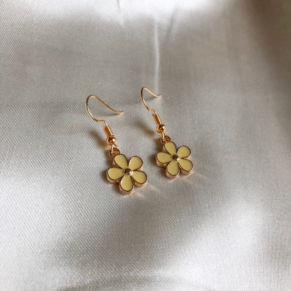 Yellow and Gold Flower Earrings